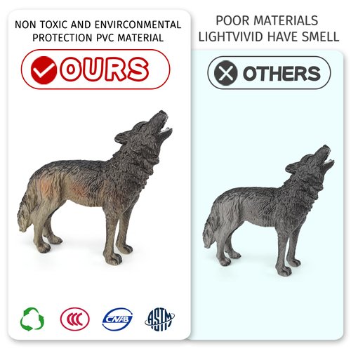 Wildlife Animal Model Playsets 15 PCS North American Animal Green Wolf Hedgehog Figures Figurine Family Party Favors Supplies Cake Toppers Set Toys for 5 6 7 8 Years Old Boys Girls Kids