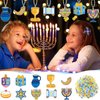 Dunzoom 30 Set Hanukkah Craft Kit Chanukah Suncatchers Kits Window Art Hanukkah Menorah Dreidel DIY Suncatchers Make Your Own Suncatcher Paint Sun Catchers Ornaments for Jewish Art Craft Activity