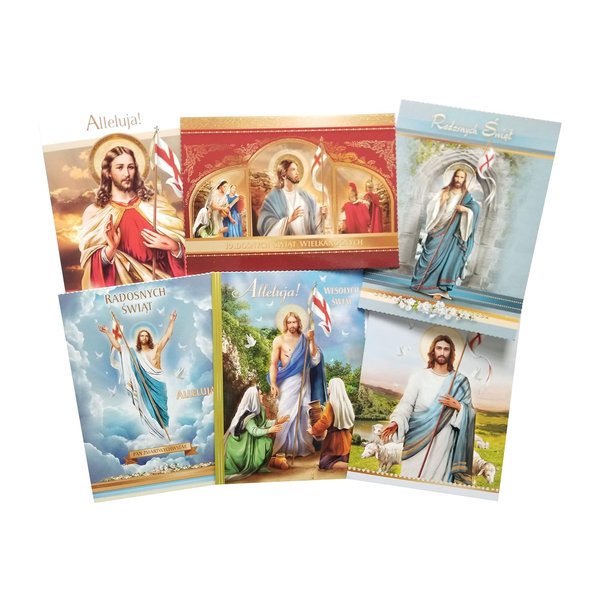 Importer AM Polish Easter Greeting Cards with Glitter (Religious)