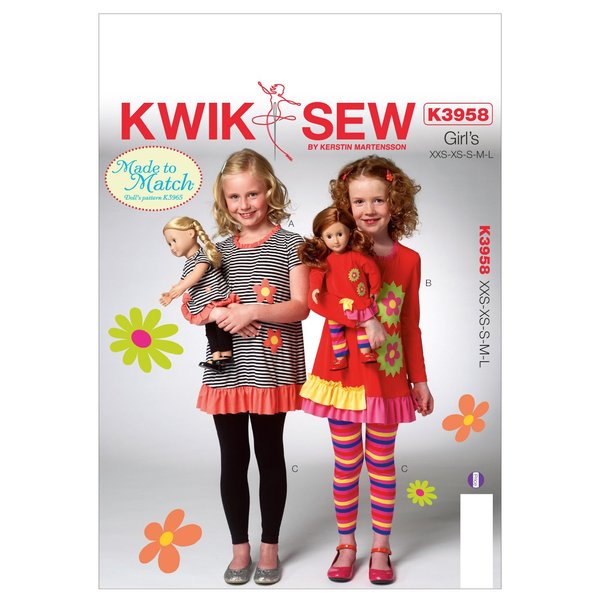 KWIK-SEW PATTERNS K3958 Girls Top and Leggings Sewing Template