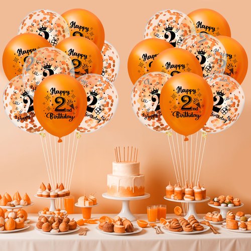 2nd Birthday Balloons for Girls Boys 18Pcs Orange Happy 2nd Birthday Latex Balloons Orange 2nd Birthday Party Decorations for Kids 2nd Birthday Baby Shower Fall Halloween Party Supplies 12 Inch