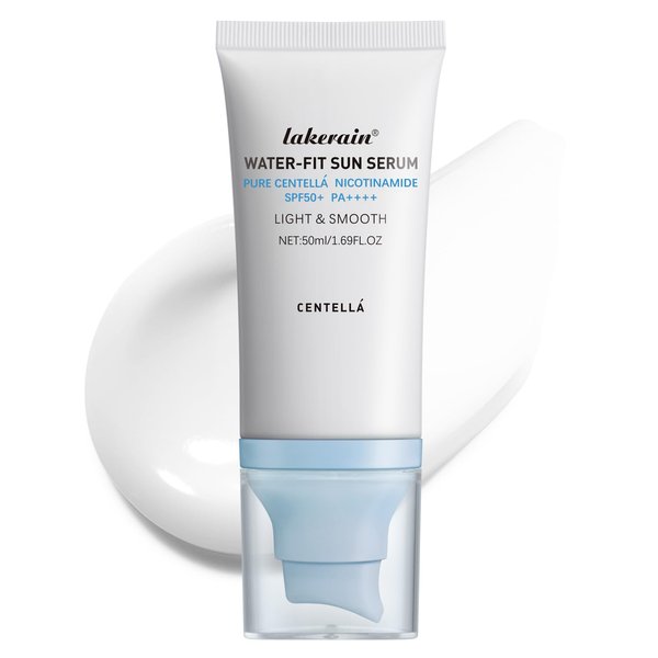 Centella 𝐖𝐚𝐭𝐞𝐫-𝐟𝐢𝐭 Sun Serum, Niacinamide Moisturizing Face Sunscreen Protection Essence SPF 50+ PA++++, UV Defense, Light & Smooth, for All Skin Type (Blue)