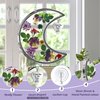 KY&BOSAM Gifts for Mom I Love You to The Moon and Back Moon Suncatcher Stained Glass Hangings Wind Chime Pressed Flower Moon Embedded in Glass with Metal Charm Mother`s Day Birthday