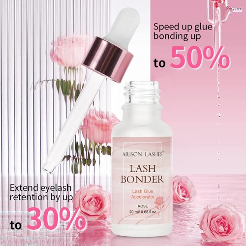Arison Lash Bonder for Eyelash Extensions Super Bonder for Lash Extensions Lash Glue Accelerator Lash Sealant Waterproof Oil Proof Sealer Adhesive for Eyelash Extensions Longer Retention 20ml Rose