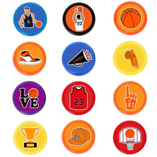 36PCS Basketball Party Favors 24 Tattoos Sticker 12 Stamp Set - Ideal Player, Team, Team, Shoot Themed Birthday Decor Supplies Goodie Bag, Classroom Gifts, Cute Rewards for Girls, Baby Shower Prizes