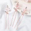 6 Pieces Pearl Crystal Bridal Hair Pins Rhinestone Flower Wedding Hair Piece Vintage Hair Accessory Party Hair Pins for Bride, Bridesmaids, Flower Girls (Rose Gold)