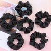 IVARYSS Black Scrunchies for Women, Premium Satin Softer than Silk, Elastic Bands Ponytail Holder Hair Accessories, 12 Pack