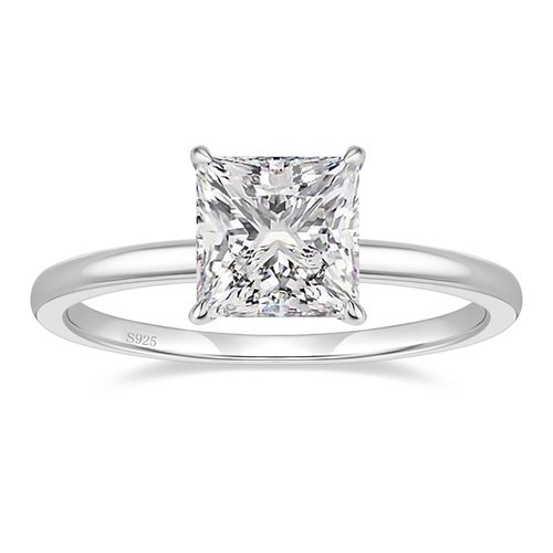 EAMTI 2CT 925 Sterling Silver Engagement Rings Princess Cut Cubic Zirconia CZ Wedding Promise Rings for Her Stunning Wedding Bands for Women Size 6