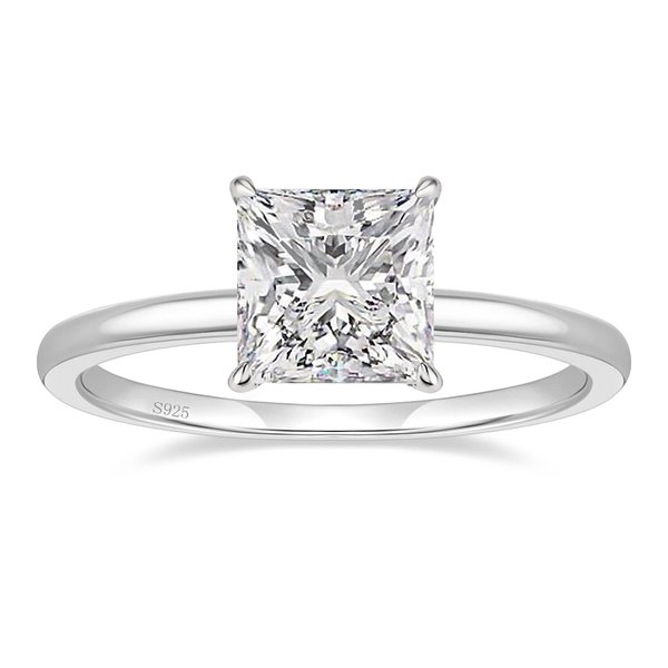 EAMTI 2CT 925 Sterling Silver Engagement Rings Princess Cut Cubic Zirconia CZ Wedding Promise Rings for Her Stunning Wedding Bands for Women Size 6