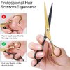 Hair Cutting Scissors Black Gold Professional Home Hair Cutting Barber/Salon Shears, Thinning Scissor Hair Cutting Shears Hair Cut Blending Salon Scissor For Men Women Pet (Cutting Scissor)