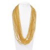 YAXINRUI 33 Inch 7 mm Metallic Gold Bead Necklaces, 15pcs Mardi Gras Beads Bulk Round Beaded Necklaces Costume Necklace for Mardi Gras Party Christmas Festive Events, Party Favors