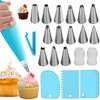 Zittop 21 Pcs Cake Piping Set for Baking with Reusable 1 Piping Bags, 14 Icing Tips,1 Clip,2 Standard Converters and 3 Scrapers, Cake Baking Tools for Cookie Icing Cupcakes