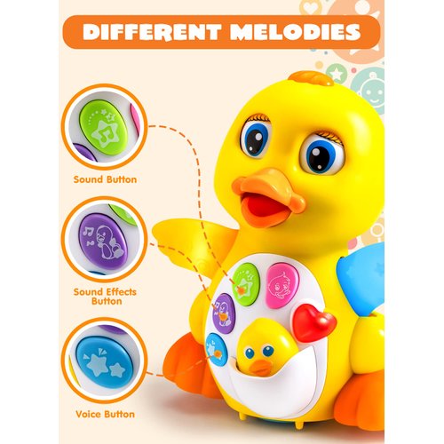 JOYIN Baby Toys Duck, Infant Musical Toys 6+ Months, Tummy Time Toys with Music & Lights, Light Up Learning Toys, Dancing Crawling Baby Toy, Baby Easter Basket Stuffers Gifts