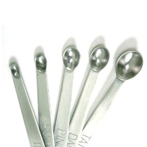 Norpro Mini Stainless Steel Measuring Spoons, Set of 5 (tad, dash, pinch, smidgen and drop), 5" x .5" x .5"