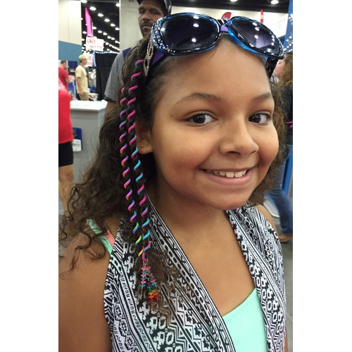 Collect Four (4) 2-Rainbow & 2 W/P/P 5" Twirly Do Reusable Hair Wrap Twist Braid Barrette