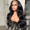 Imeya 13x6 Synthetic Hair 26 Inch Lace Front Wigs Long Natural Black Wavy Wig Glueless Body Wave Hair Pre Plucked for Black Women Daily Party Festival Cosplay 5 Lengths to Choose