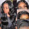 30 Inch Glueless Lace Front Wigs Human Hair Wigs for Black Women 13X4 Body Wave Lace Front Wig Pre Plucked Bleached Knots with Baby Hair 180% Density Real Human Hair Wigs Wet and Wavy Body Wave Wigs