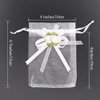 SumDirect Rose Organza Gift Bags - 50Pcs 4x5 inch White Wedding Favor Gift Bags, Jewelry Pouches with Drawstring for Party Wedding Christmas Valentine
