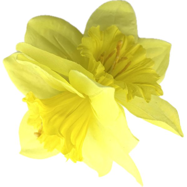 Double Yellow Daffodil Silk Flower Hair Clip with Teeth