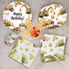 Mivofun Construction Party Supplies with Birthday Banner, 117PCS Excavator Paper Tableware Set Serves 16, Disposable Plates, Napkins, Cups, Cutlery Sets for Kids Boys Dump Truck Theme Party Decoration