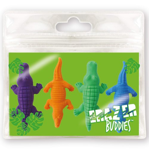 Eraser Buddiez - Alligator from Deluxebase. Cute Rubber Stationery Set in Reusable Bag. Novelty Office Desk Accessories, School Supplies and Party Favors.