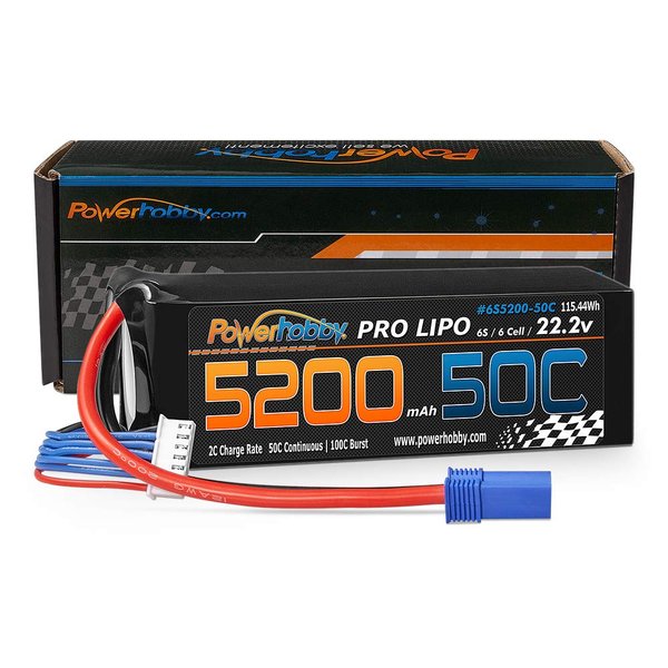 Powerhobby 6S 22.2V 5200mAh 50C-100C Lipo Battery w EC5 Plug Soft Case 6-Cell