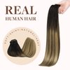 GOO GOO Clip in Hair Extensions Real Human Hair, 20inch 130g 7Pcs, 2/6/18 Balayage Brown to Dirty Blonde, Remy Human Hair Extensions Clip ins for Women, Natural Human Hair