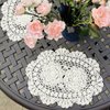 Phantomon Lace Doilies Handmade Crochet Placemats Cotton Doilies Cloth Lace, Pack of 4, Oval Shape, 10 x 14 inch (Beige)