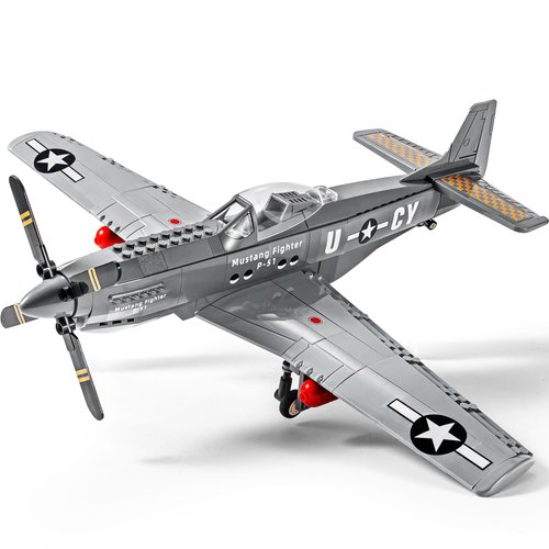 SEMKY Military Fighter Jet P-51 Fighter Mustang Air Force Building Block Set (258Pieces) -Building and Military Toys Gifts for Kid and Adult