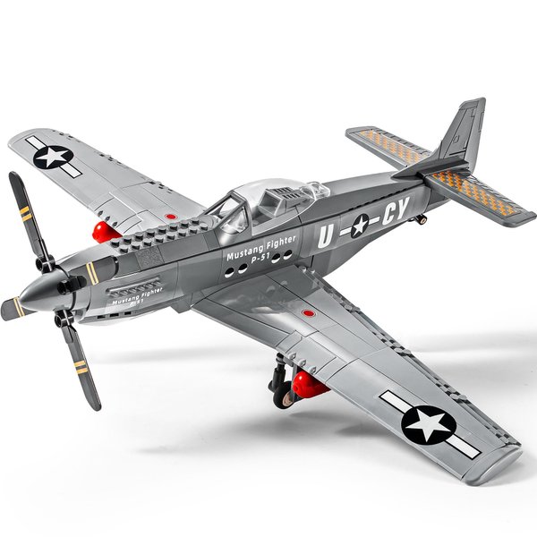 SEMKY Military Fighter Jet P-51 Fighter Mustang Air Force Building Block Set (258Pieces) -Building and Military Toys Gifts for Kid and Adult