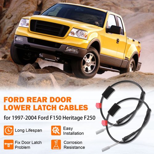Rear Door Lower Latch Cables for 1997-2003 Ford F150, 2004 F150 Heritage, 1997-1999 F250 Extended Cab Rear Left & Right Side Back Door Latch Lock Release Cable Repair Kit 6L3Z18264A01C 6L3Z18264A00C