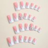 MERVF Duck Nails Press on Medium Fake Nails White French Tip Acrylic Nails Duck Feet Square Glue on Nails 24pcs Glossy False Nails with Rhinestones Design