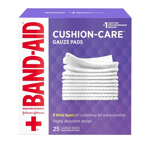 Johnson & Johnson Band-Aid First Aid Gauze Pads, 4 Inch x 4 Inch, 25 Count (Pack of 2)