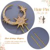 Heread Star Crystal Bride Wedding Hair Pins Gold Moon Hair Pieces Bridal Hair Accessories for Women and Girls (Pack of 5)