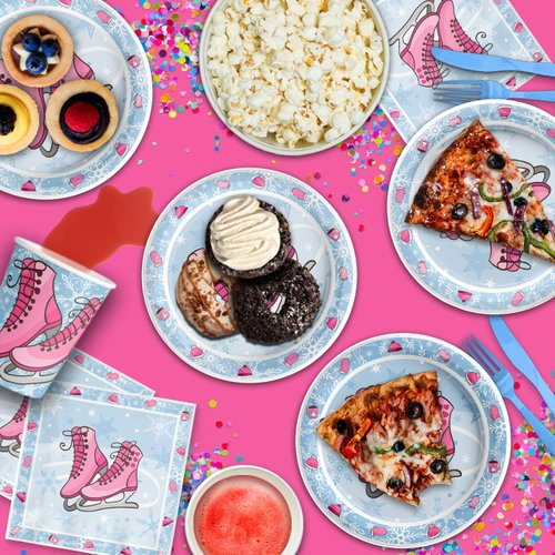 Ice Skating Birthday Party Supplies Set Plates Napkins Cups Tableware Kit for 16