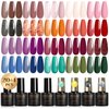 ROSALIND Gel Nail Polish Set - 20 Colors Orange Red Gel Polish with Base Coat Glitter Glossy Matte Top Coat Manicure Set 24PCS Purple Wine Colors Suitable For All Seasons