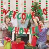 Red and Green Welcome to Whoville Banner, Grinches Christmas Decorations, Merry Grinchmas Banner for Fireplace Mantle Home, Xmas Birthday Party Decorations, Christmas Vacation Holiday Decoration