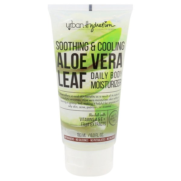 Urban Hydration Soothing & Cooling Aloe Vera Daily Body Moisturizer | Sulfate, Paraben & Polybead Free, Detoxes and Smooths Skin, Fades Dark Spots, Lightweight for All Skin Types | 6 Fl Ounces