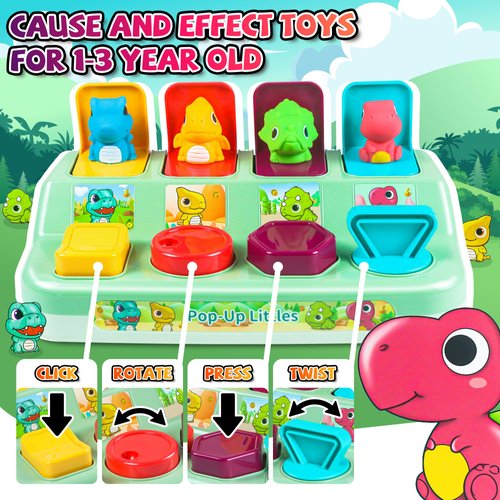 LGMazak Pop up Animal Toy, Interactive Baby Toys 18 Months, Montessori Cause and Effect Toys for 2 Year Old Boy Girl, Pop Up Dinosaur Toys for Infant Toddler Age 1-3, Early Learning Toys