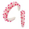 Mixcbe Valentine’s Day Pearl Headband for Women Fashion Hot Pink Pearl Jeweled Padded Headband Hair Accessories For Her(Valentine's Day)