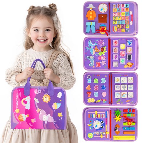 Busy Board for Toddlers 1-3, Montessori Busy Book Toys, Quiet Book Learning Toddler Toys for 1 2 3 4 Year Old Girl Birthday Gifts (Busy Book)
