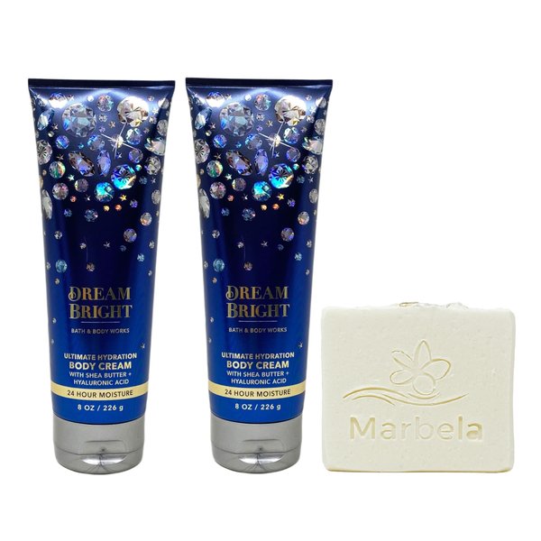 Bath & Body Works Dream Bright 2 Pack Ultimate Hydration Body Cream Bundle with a Natural Oats Bar Soap - Full Size