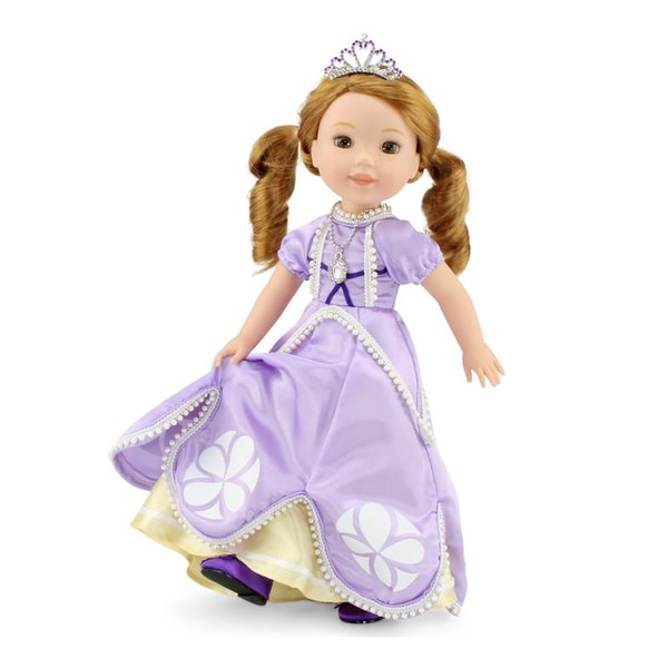Emily Rose 14 Inch Doll Clothes | 4-Piece Princess Doll Dress Costumer Gift Set with Sparkling Crown, Necklace and Matching Shoes | Compatible with 14" Glitter Girls Dolls