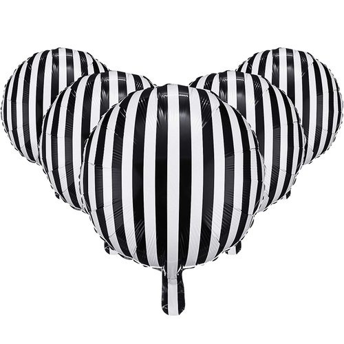 12 Pieces 18 Inch Black and White Striped Balloons Decoration Foil Balloons Aluminum Helium Balloons for Birthday Party, Baby Shower, Halloween, Ceremonies, Holiday Parties Decoration