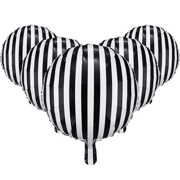 12 Pieces 18 Inch Black and White Striped Balloons Decoration Foil Balloons Aluminum Helium Balloons for Birthday Party, Baby Shower, Halloween, Ceremonies, Holiday Parties Decoration