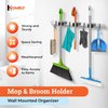 Mop and Broom Holder Wall Mount Self Adhesive - Broom Hanger Wall Mount - Mop Holder Wall Mounted - Broom Rack - Utility Hooks for Broom and Mop Organizer Wall Hanging - Broom Closet Organizer Storage