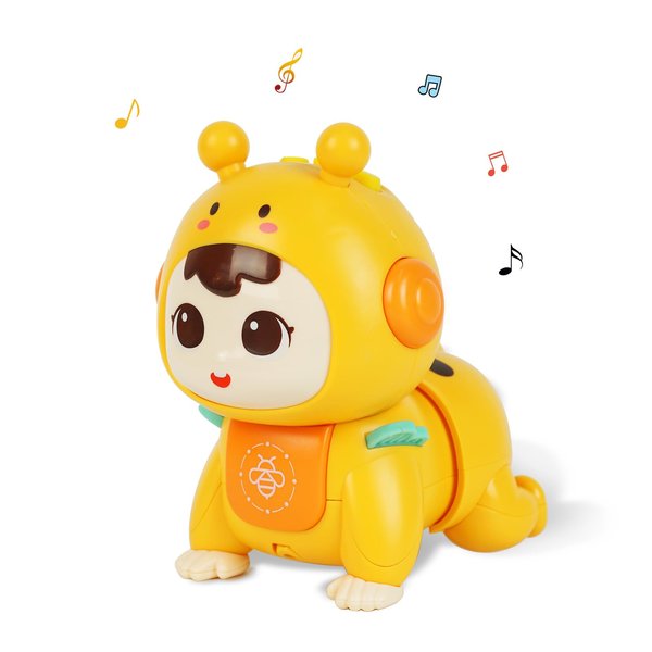 IIROMECI Baby Toys 1 2 Years Old, Infant Toys with Musical and Light, Early Educational Toys for Toddlers, Baby Crawling Toys 18 Months (Yellow)