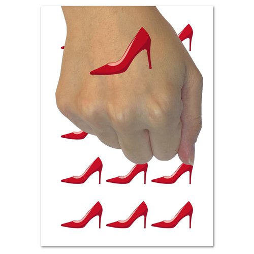 High Heel Pump Shoe Temporary Tattoo Water Resistant Fake Body Art Set Collection - 54 1" Tattoos (1 Sheet)