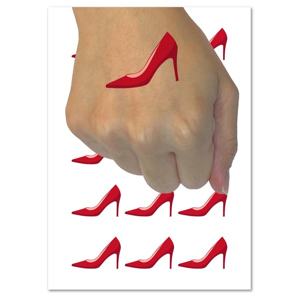 High Heel Pump Shoe Temporary Tattoo Water Resistant Fake Body Art Set Collection - 54 1" Tattoos (1 Sheet)