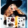 Kotbs 12 Sheets Spider Face Tattoos, Halloween Temporary Spider Decals for Kids and Adults - Realistic Halloween Makeup Stickers for Witch Costume and Party Favors